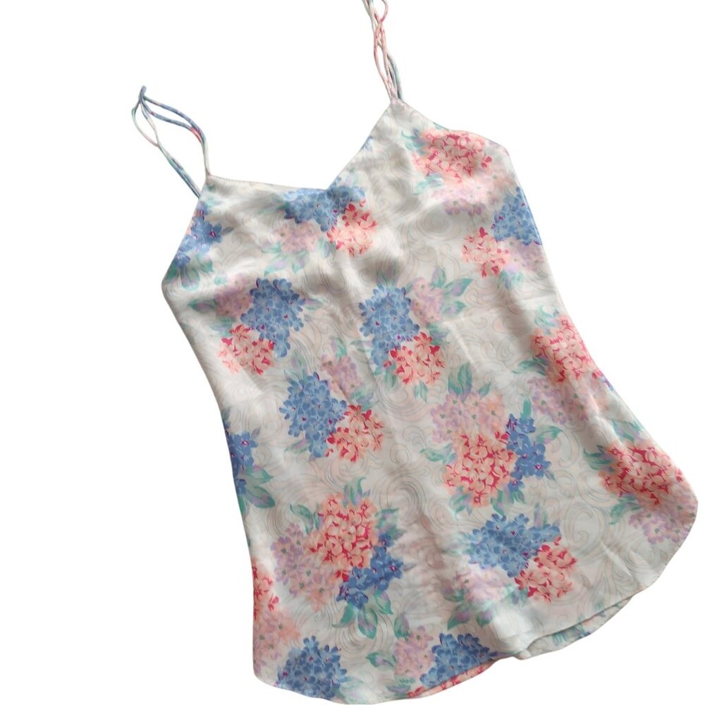 Vintage 90s Jo Intimates Floral Satin Nightie L Pastel Romantic Slip Dress